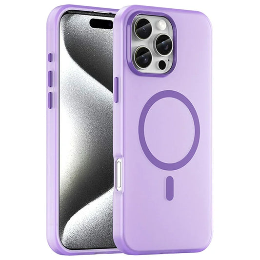 iPhone 16 Pro Max -kotelo, MagSafe-yhteensopiva, TPU + PC ohut, mattapintainen läpikuultava puhelinkuori – tumman violetti