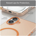 iPhone 16 Plus Case Compatible with MagSafe TPU + PC Slim Matte Translucent Phone Cover - Orange
