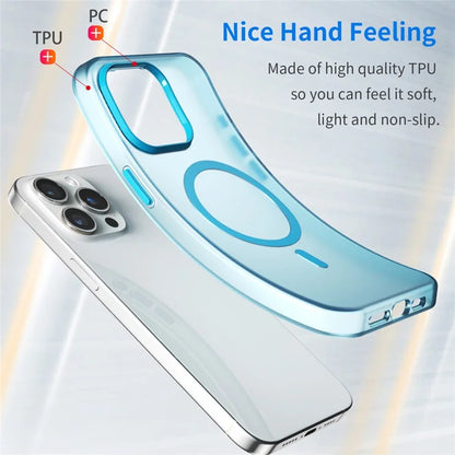 iPhone 15 Pro Max Translucent Case Magnetic Phone Cover Compatible with MagSafe - Blue