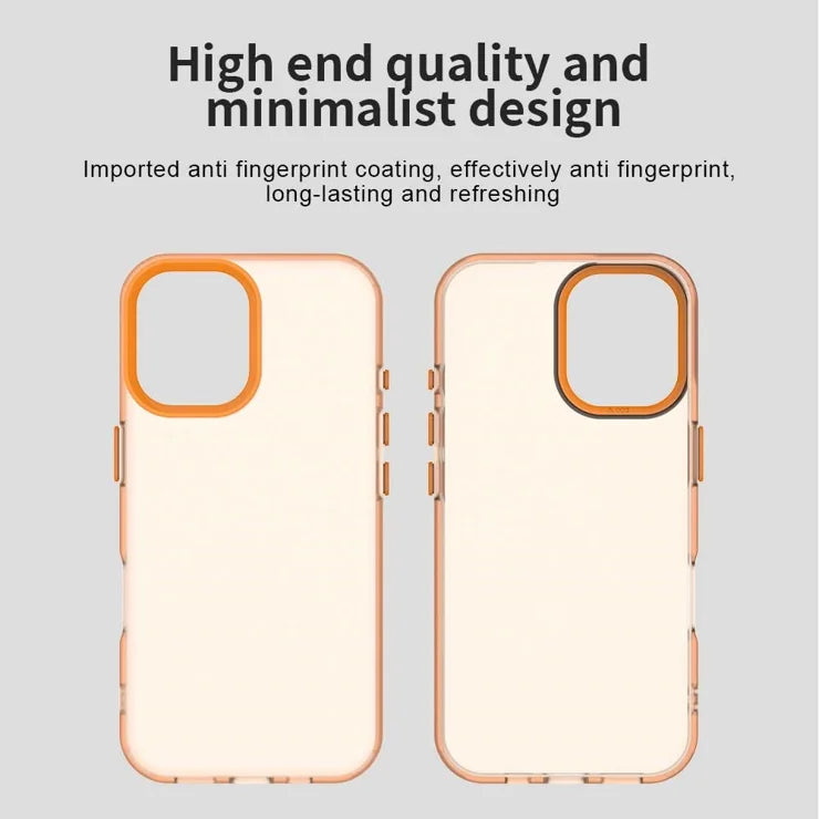 iPhone 16 Plus Case PC+TPU+PET Matte Anti-drop Phone Back Cover - Orange