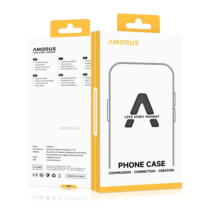 AMORUS For iPhone 16 Pro Case with Sliding Card Holder PC TPU Phone Back Cover - Navy Blue