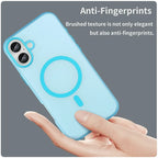 iPhone 16 Plus Case Compatible with MagSafe TPU + PC Slim Matte Translucent Phone Cover - Blue