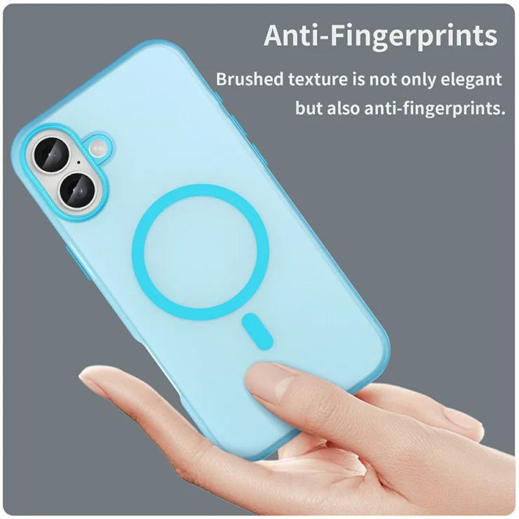 iPhone 16 Plus Case Compatible with MagSafe TPU + PC Slim Matte Translucent Phone Cover - Blue