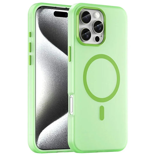 iPhone 16 Pro Max -kotelo MagSafe-yhteensopiva TPU + PC ohut mattapintainen läpikuultava puhelinkotelo – vihreä