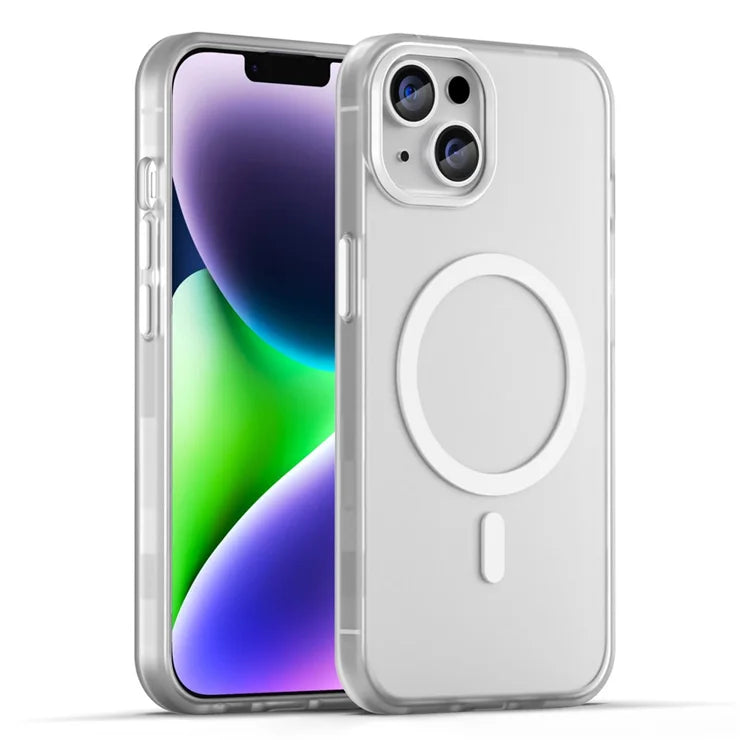 iPhone 14 Translucent Phone Case Matte Design Compatible with MagSafe Wireless Charging - White