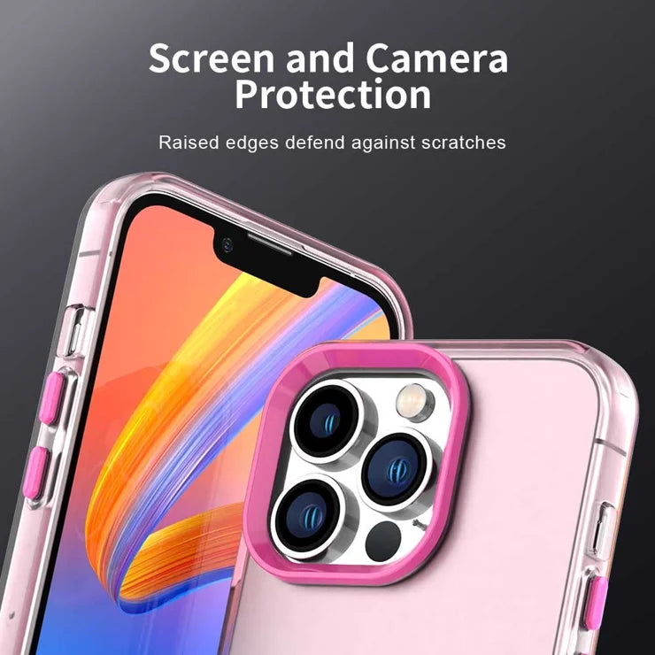 iPhone 13 Pro Max Case PC+TPU+PET Matte Anti-Drop Phone Back Cover - Pink