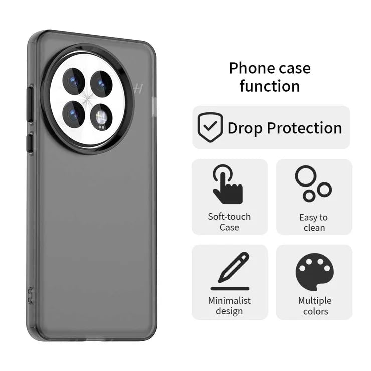 OnePlus 13 Case PC+TPU+PET Matte Anti-Drop Phone Back Cover - Black