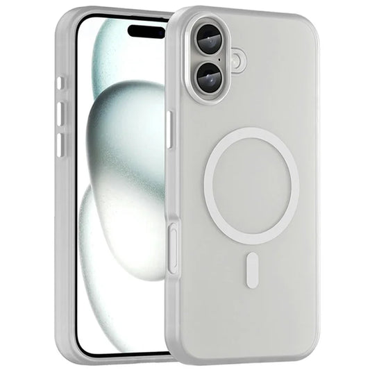 iPhone 16 Plus Cover kompatibelt med MagSafe TPU + PC Slankt Mat Gennemsigtigt Telefoncover - Hvid