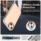 iPhone 15 Case PC+TPU+PET Matte Anti-Drop Phone Back Cover - Orange