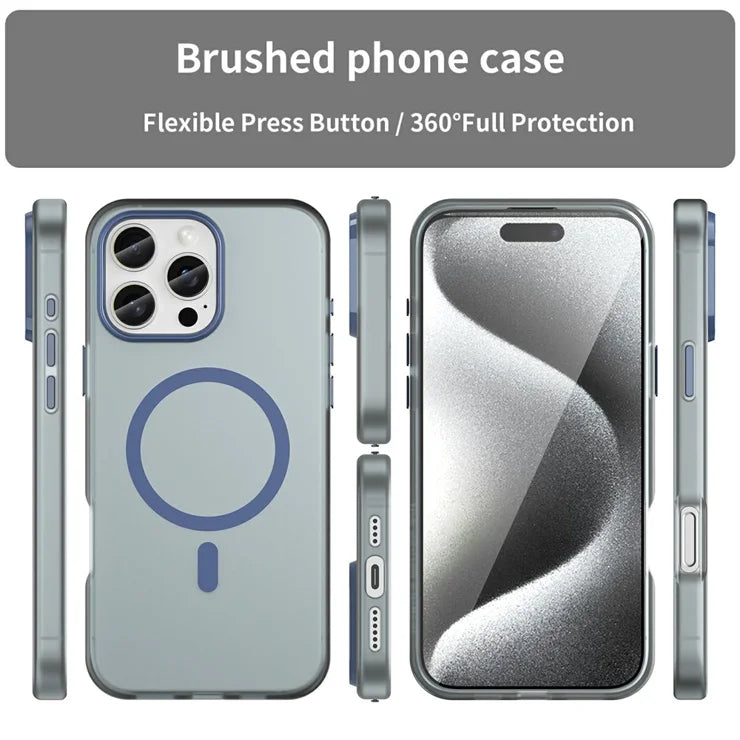 iPhone 16 Pro Max Case Compatible with MagSafe TPU + PC Slim Matte Translucent Phone Cover - Dark Blue