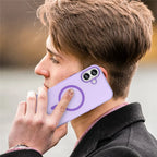 iPhone 16 Plus Case Compatible with MagSafe TPU + PC Slim Matte Translucent Phone Cover - Dark Purple
