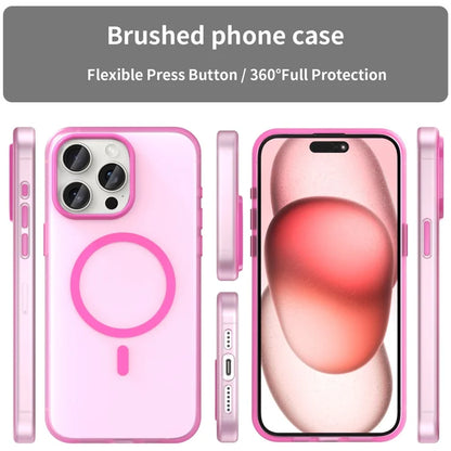iPhone 15 Pro Max Translucent Case Magnetic Phone Cover Compatible with MagSafe - Pink