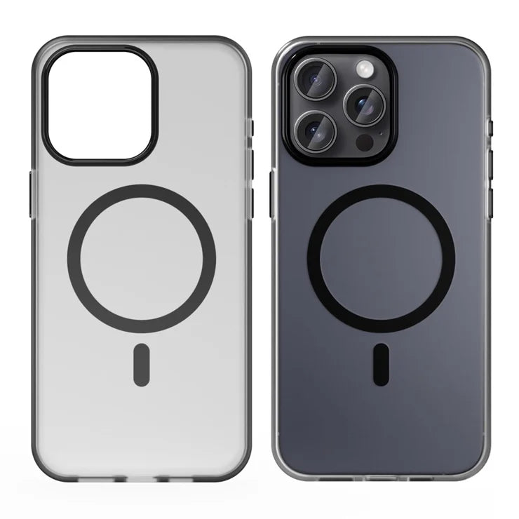 iPhone 15 Pro Max Translucent Case Magnetic Phone Cover Compatible with MagSafe - Black