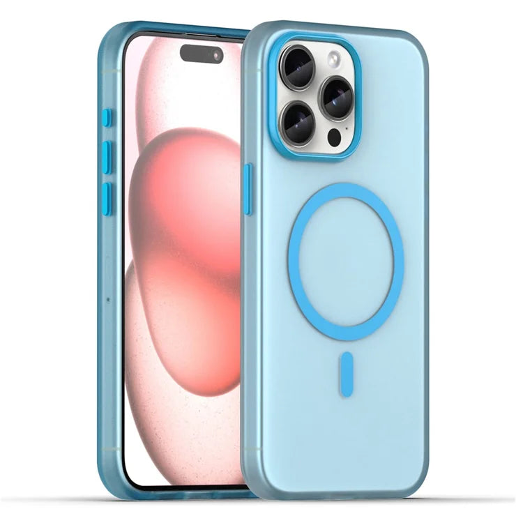 iPhone 15 Pro Max Translucent Case Magnetic Phone Cover Compatible with MagSafe - Blue