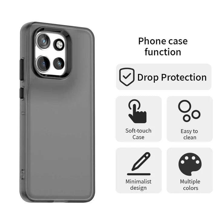 Mattapintainen suojakuori Motorola Edge 60 Neo 5G / 50 Neo 5G / S50 5G / ThinkPhone 25 5G puhelimille – PC+TPU+PET Anti-Drop -puhelimen takakansi – musta