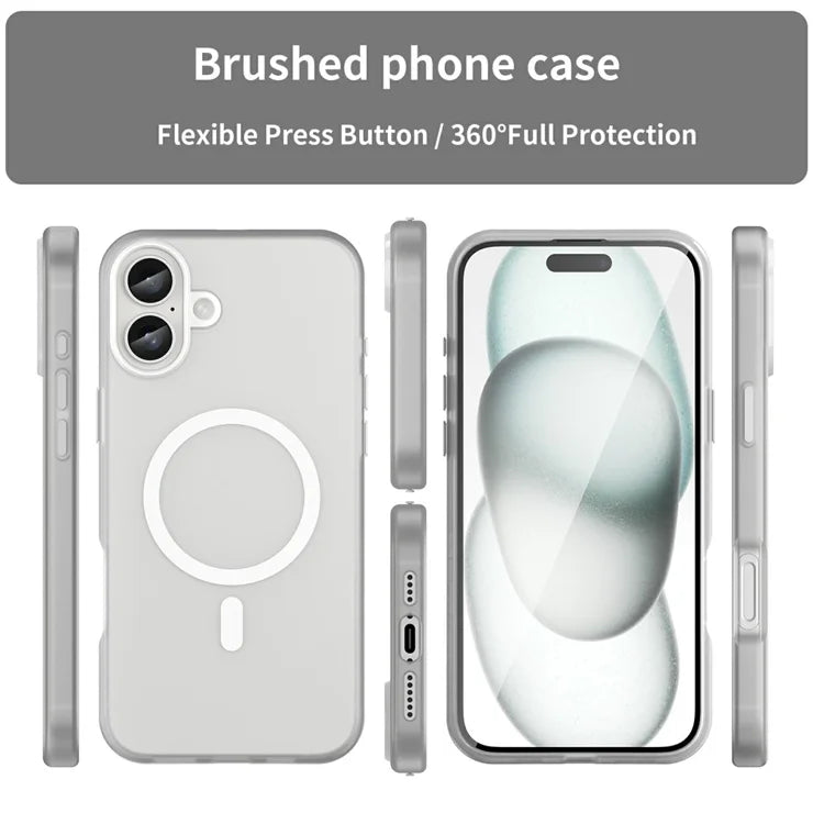 iPhone 16 Plus Case Compatible with MagSafe TPU + PC Slim Matte Translucent Phone Cover - White
