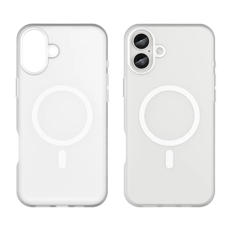iPhone 16 Plus Case Compatible with MagSafe TPU + PC Slim Matte Translucent Phone Cover - White