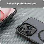 iPhone 15 Pro Max Translucent Case Magnetic Phone Cover Compatible with MagSafe - Black