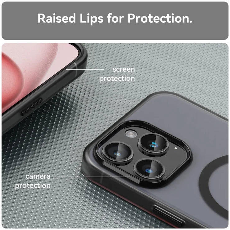 iPhone 15 Pro Max Translucent Case Magnetic Phone Cover Compatible with MagSafe - Black