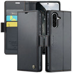CASEME For Samsung Galaxy A56 5G Leather Case 023 RFID Blocking 3 Card Slot Mobile Cover - Black