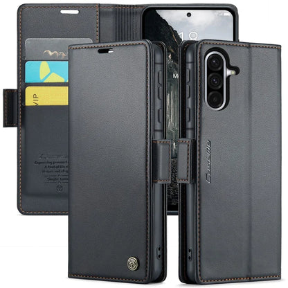 CASEME til Samsung Galaxy A56 5G læderetui 023 RFID-blokerende med 3 kortlommer mobilcover - Sort
