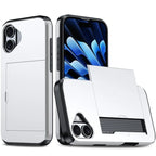 AMORUS For iPhone 17 Case with Sliding Card Holder PC TPU Phone Back Cover - Silver