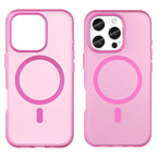 iPhone 16 Pro Case Compatible with MagSafe TPU + PC Slim Matte Translucent Phone Cover - Pink