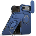 iPhone Air Magnetic Case Ring Kickstand Slide Camera Cover TPU PC Hybrid Phone Shell - Blue