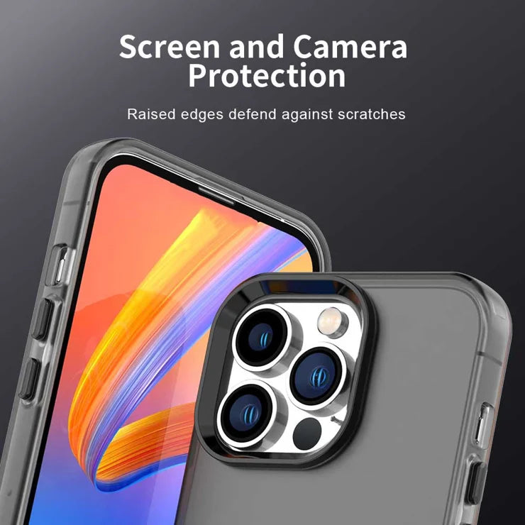 iPhone 15 Pro Max Case PC+TPU+PET Matte Anti-Drop Phone Back Cover - Black