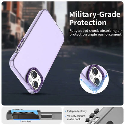 iPhone 15 Cover PC+TPU+PET Mat Anti-Drop Telefon Bagsidecover - Lilla