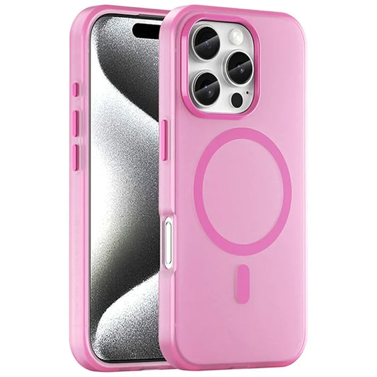 iPhone 16 Pro -kotelo, MagSafe-yhteensopiva TPU + PC ohut mattapuoliläpinäkyvä puhelinkotelo - vaaleanpunainen