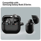 For Samsung Galaxy Buds3 Pro Silicone Case Earbuds Protective Cover with Carabiner - Black
