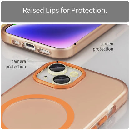 iPhone 14 Translucent Phone Case Matte Design Compatible with MagSafe Wireless Charging - Orange