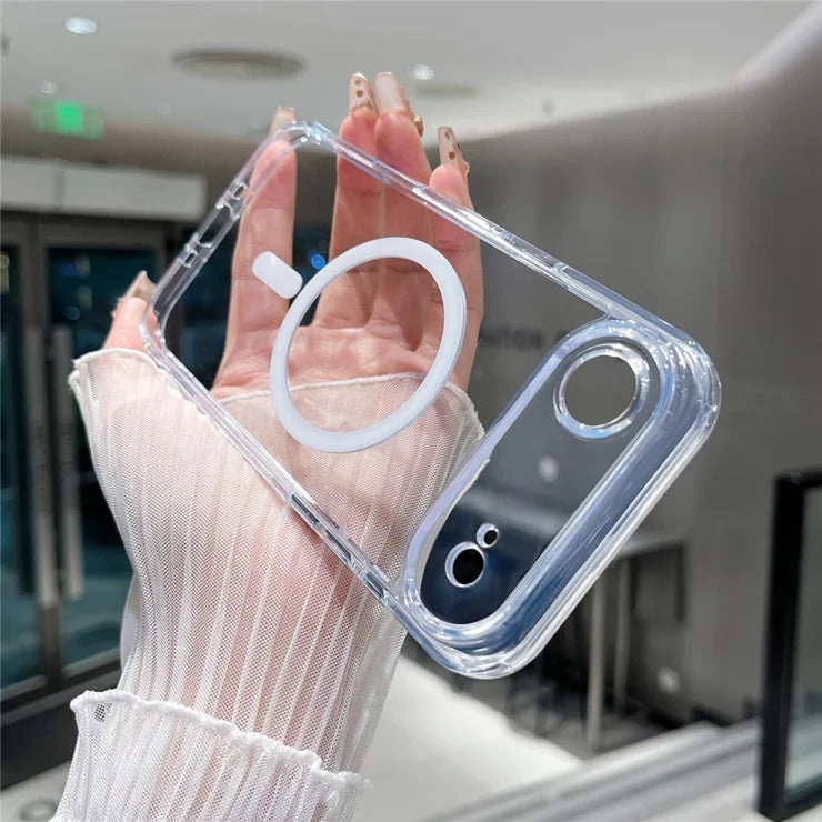 iPhone Air Magnetic Clear Case PC + TPU Hybrid Phone Cover Compatible with MagSafe