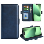For iPhone 17 Pro Case Calf Texture Leather Wallet Phone Cover - Blue