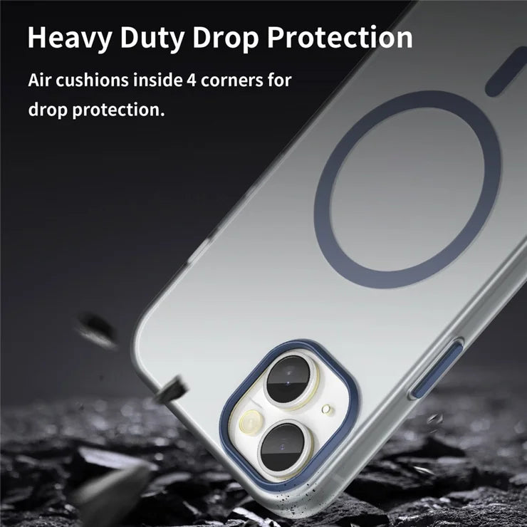 iPhone 15 Plus / 14 Plus Magnetic Case Translucent Matte Anti-Fingerprint Phone Cover - Dark Blue