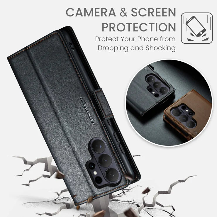 CASEME For Samsung Galaxy S26 Ultra Case  023 Series RFID Blocking Glossy Stand Phone Cover - Black