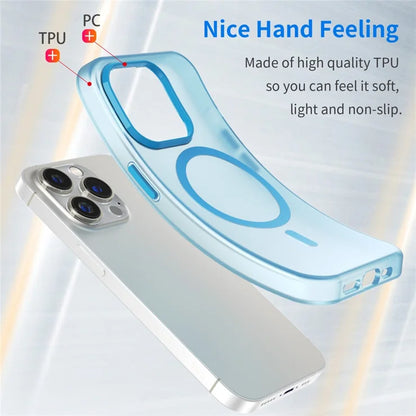 Magnetic Case for iPhone 14 Pro Max Compatible with MagSafe Translucent Matte Back Cover - Blue