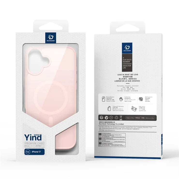 DUX DUCIS For iPhone 17 Case Yind Series PC+TPU Phone Cover Compatible with MagSafe - Light Pink