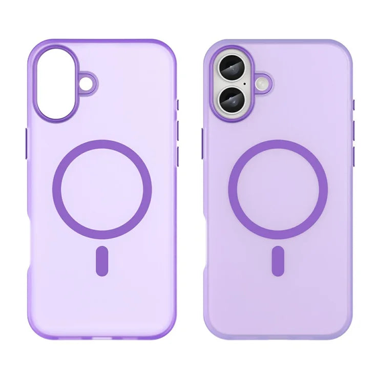 iPhone 16 Plus Case Compatible with MagSafe TPU + PC Slim Matte Translucent Phone Cover - Dark Purple